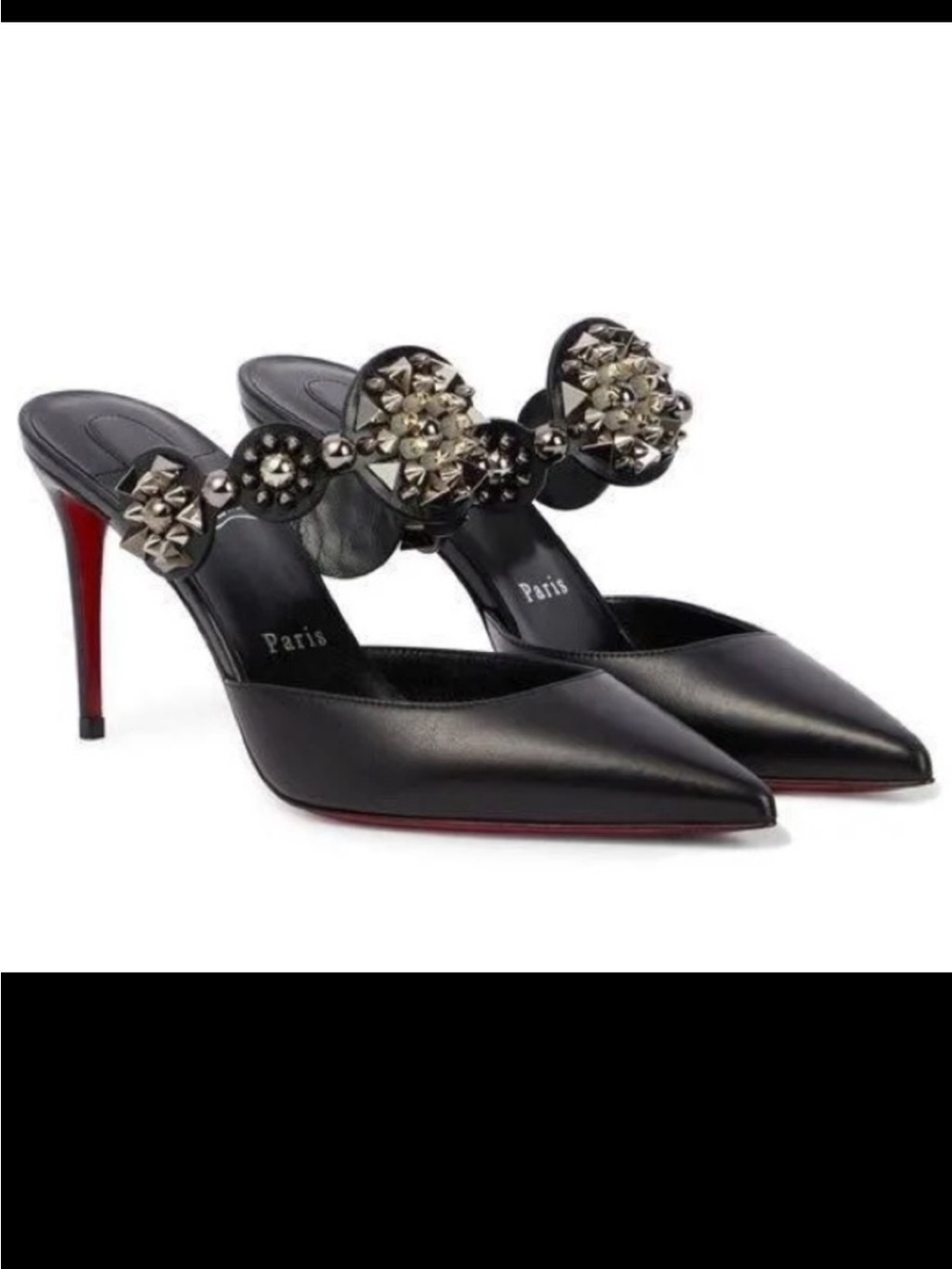 New Size 35.5 Christian Louboutin Miss Goldora 85 Black Backless Mule Heel